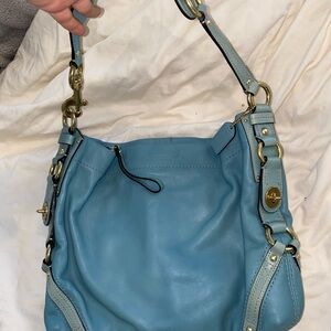 Coach Sky Blue Leather Shoulder Bag